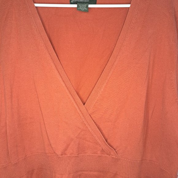 Eddie Bauer Burnt Orange V-Neck Wrap Style Sweater Plus Size 2XL - Picture 6 of 6